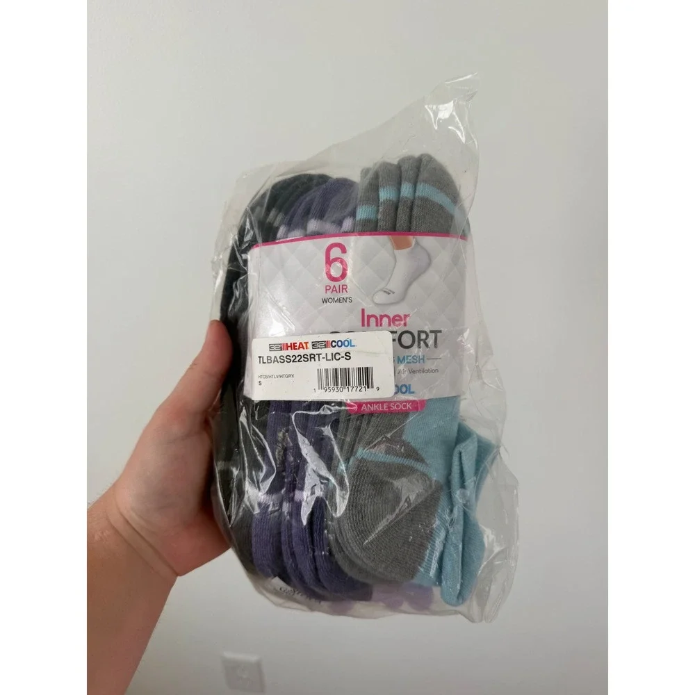Women's Ankle Socks‎ – 6 Pair Pack – Multi Color – Size Small – NWT